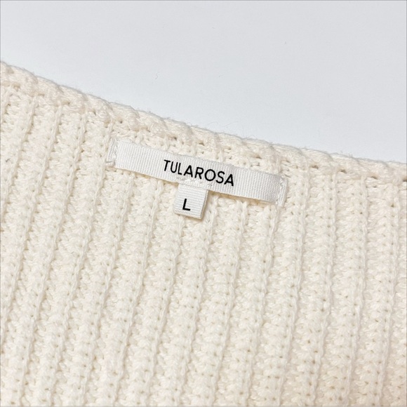 Tularosa Mia Surplice Mini Dress Large sweater knit ivory cream long sleeve boho - Picture 7 of 13